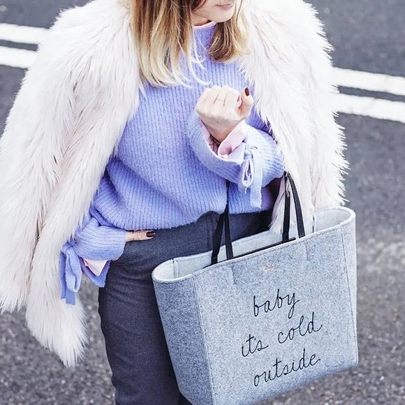 Kate Spade Baby It’s Its Cold Outside Gray Wool Tote ⛄️❄️ - Picture 1 of 9